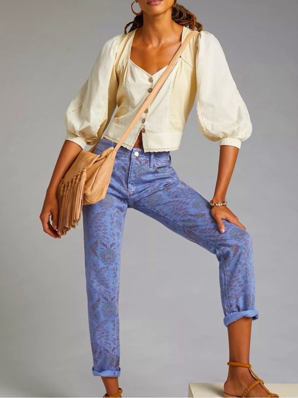 Anthropologie Pilcro  Lavender-Blue Floral Ankle Jeans